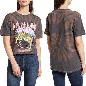 Def Leppard Band Tee Bleach Tie Dye Graphic T Shirt Womens Small NEW NWT